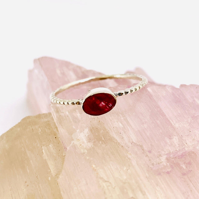 Ruby Oval Faceted Fine Band Ring R3750-RU - Nature's Magick