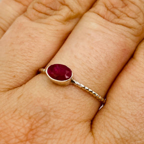 Ruby Oval Faceted Fine Band Ring R3750-RU - Nature's Magick