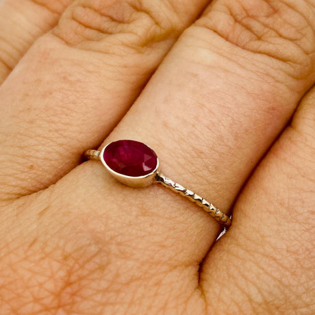 Ruby Oval Faceted Fine Band Ring R3750-RU - Nature's Magick