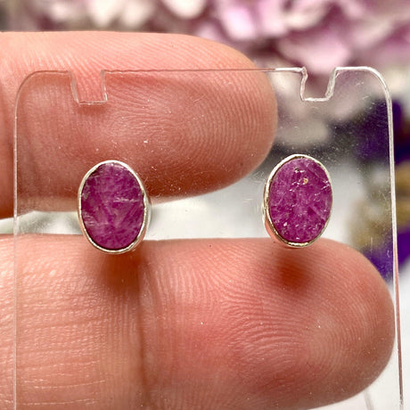 Ruby raw oval stud earrings KEGJ1253 - Nature's Magick