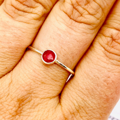 Ruby Round Faceted Fine Band RingR3754-RU - Nature's Magick