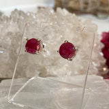 Ruby round faceted stud earrings KEGJ921 - Nature's Magick