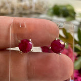 Ruby round faceted stud earrings KEGJ921 - Nature's Magick