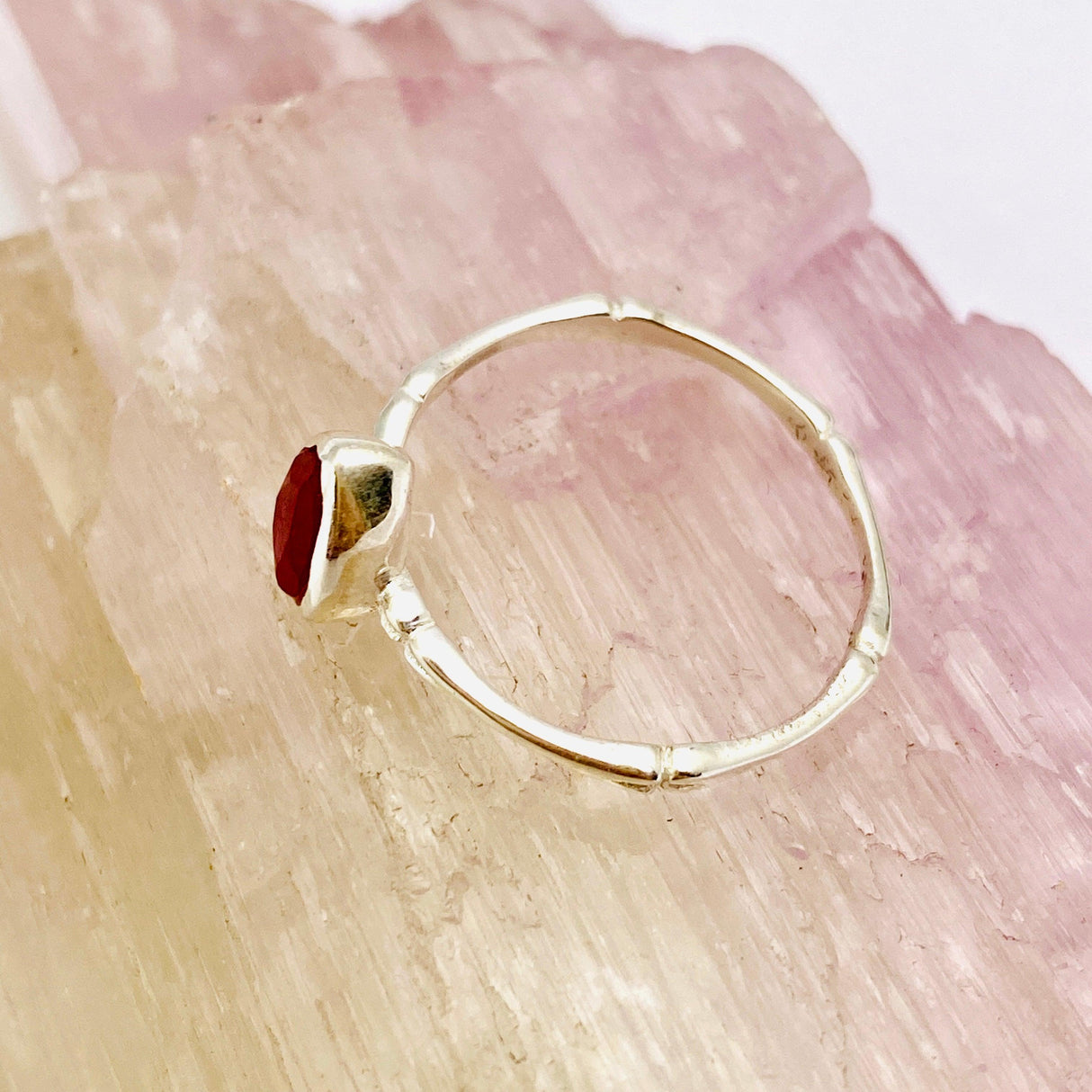 Ruby Teardrop Faceted Fine Band Ring R3691-RU - Nature's Magick