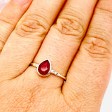 Ruby Teardrop Faceted Fine Band Ring R3691-RU - Nature's Magick