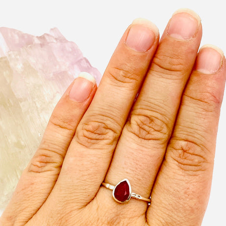 Ruby Teardrop Faceted Fine Band Ring R3691-RU - Nature's Magick