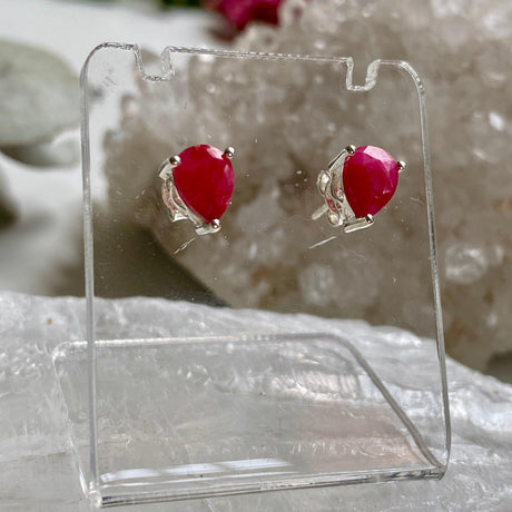 Ruby teardrop stud earrings KEGJ1037 - Nature's Magick