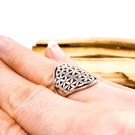 Sacred Geometry - Flower of Life - Sterling Silver Ring RG341 - Nature's Magick