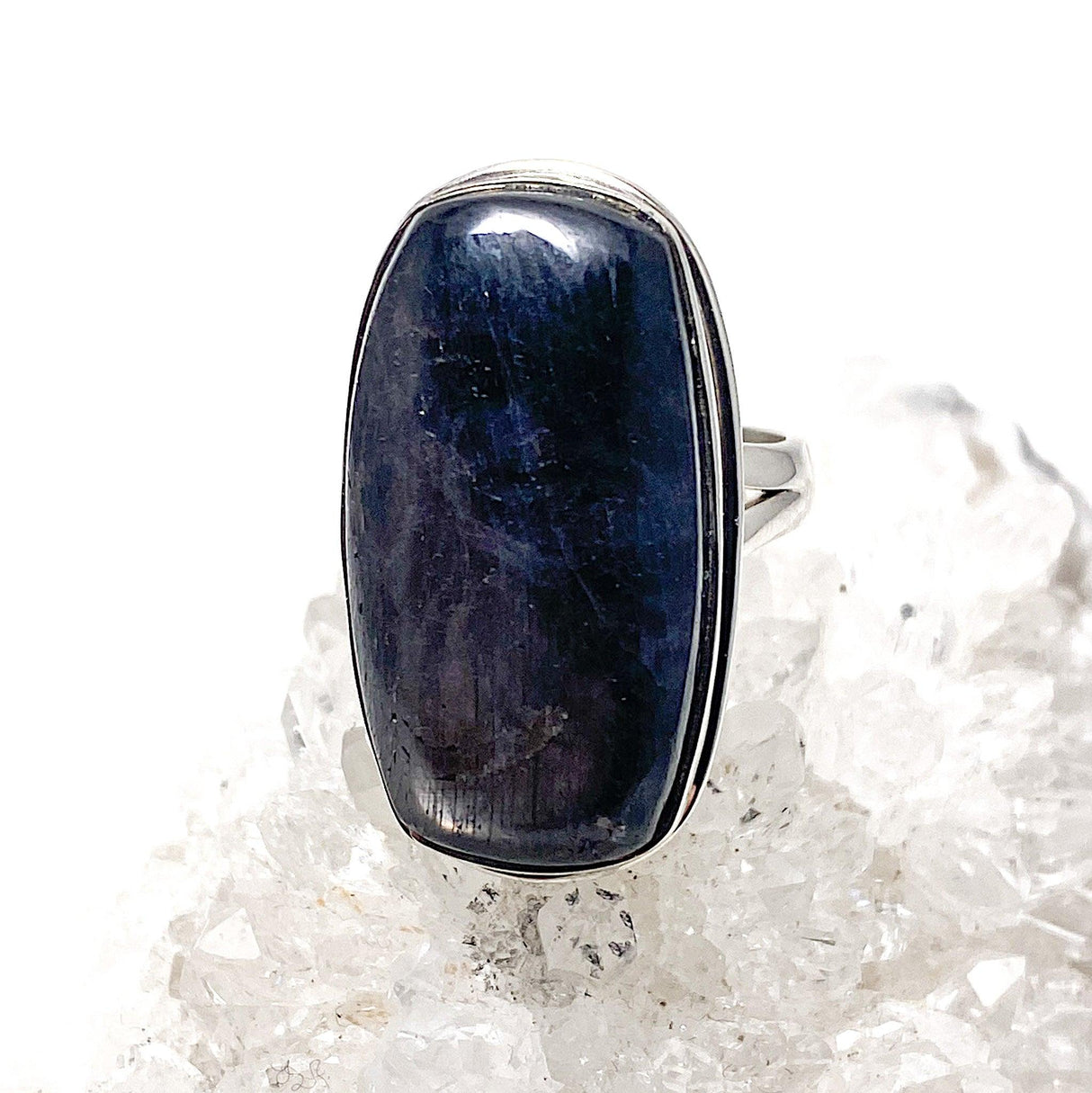 Sapphire cabochon rectangle ring with split band s.10 KRGJ1617 - Nature's Magick