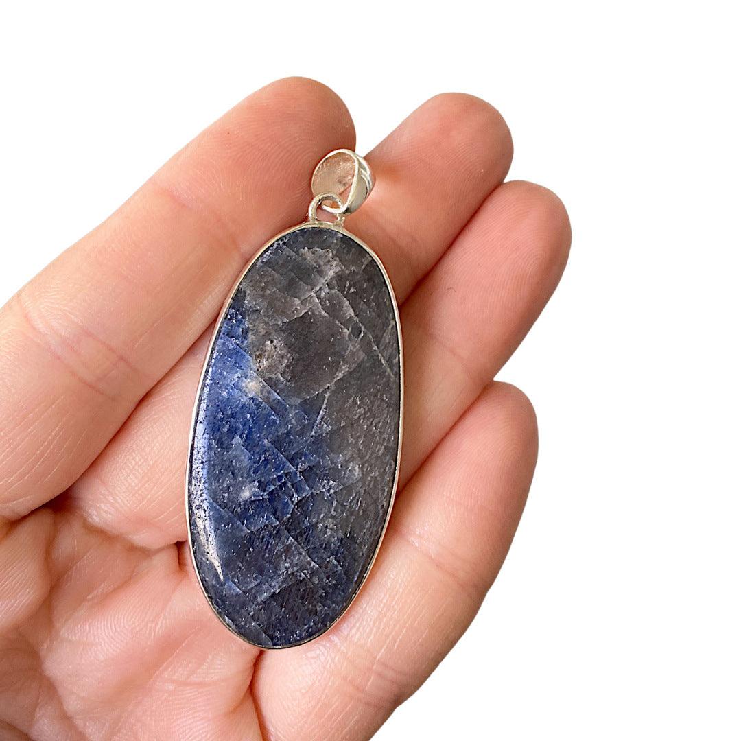 Sapphire long oval cabochon pendant KPGJ2142 - Nature's Magick