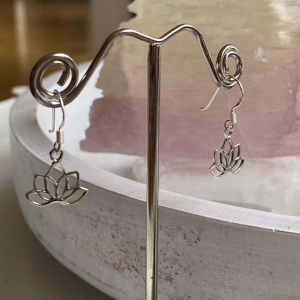 Silver Lotus earrings SE1021 - Nature's Magick