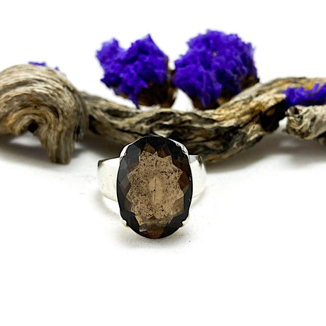 Smokey Quartz faceted oval ring s.9.5 KRGJ1172 - Nature's Magick