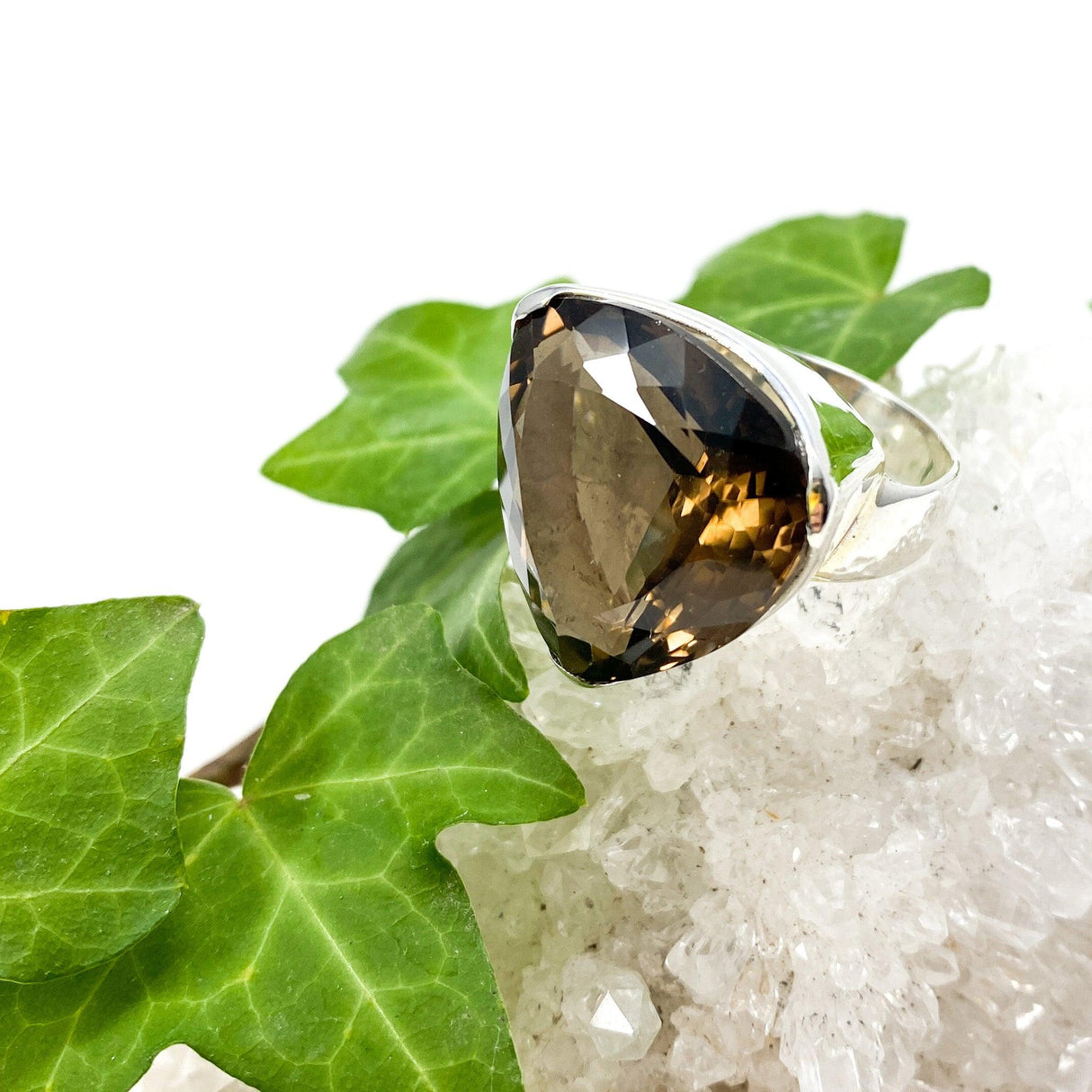 Smokey Quartz faceted trillion triangle ring s.10 KRGJ964 - Nature's Magick