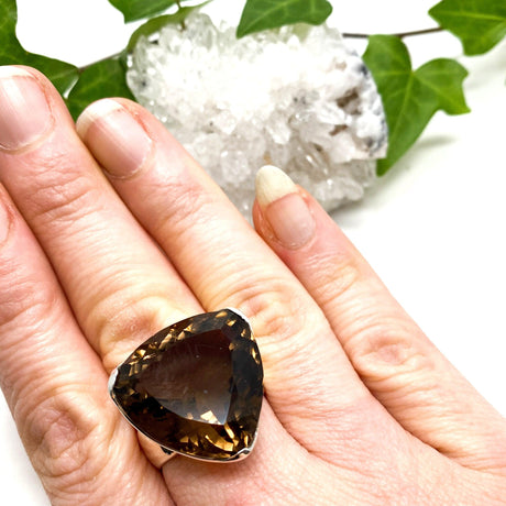 Smokey Quartz faceted trillion triangle ring s.10 KRGJ964 - Nature's Magick