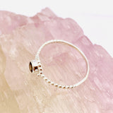 Smokey Quartz Round Faceted Fine Band Ring with Detailed Silver SettingR3692-SQ - Nature's Magick