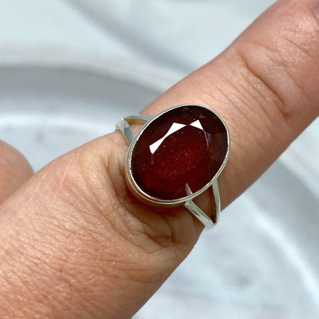 Spessartine Garnet faceted oval ring s.8 KRGJ2420 - Nature's Magick