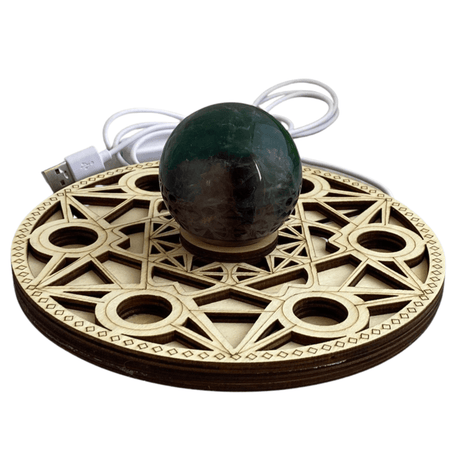 Sphere stand - Wooden merkaba LED light DSD-15 - Nature's Magick