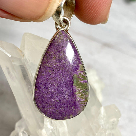 Stichtite in Serpentine (Atlantasite) teardrop pendant KPGJ3303 - Nature's Magick