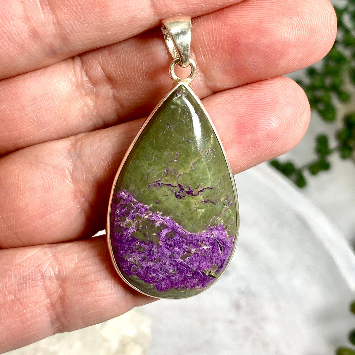 Stichtite teardrop cabochon pendant KPGJ2490 - Nature's Magick