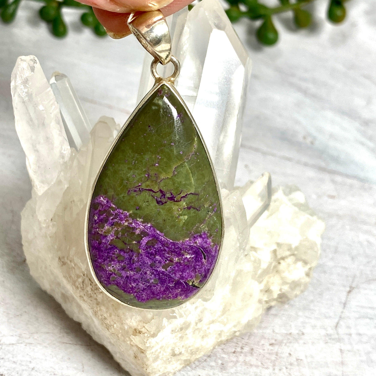 Stichtite teardrop cabochon pendant KPGJ2490 - Nature's Magick