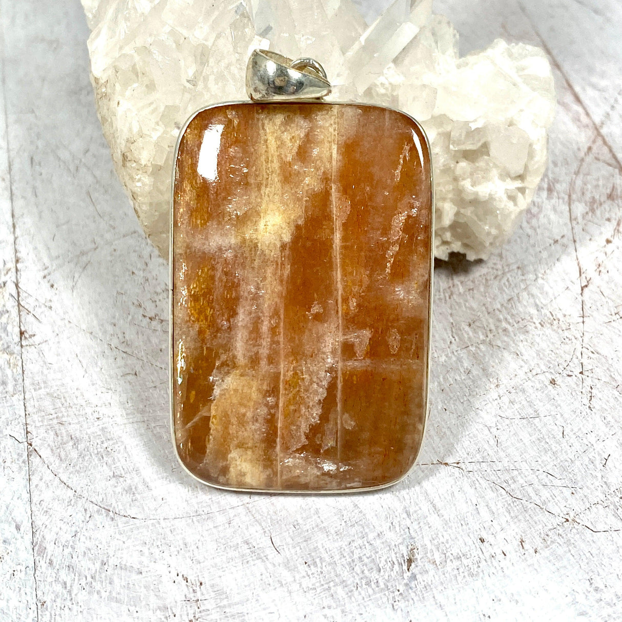 Sunstone large square pendant KPGJ2967 - Nature's Magick