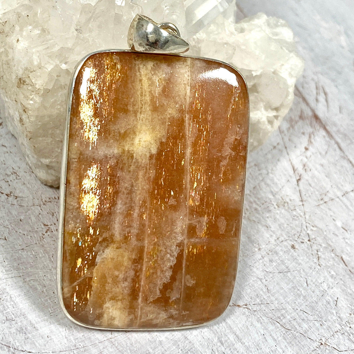 Sunstone large square pendant KPGJ2967 - Nature's Magick