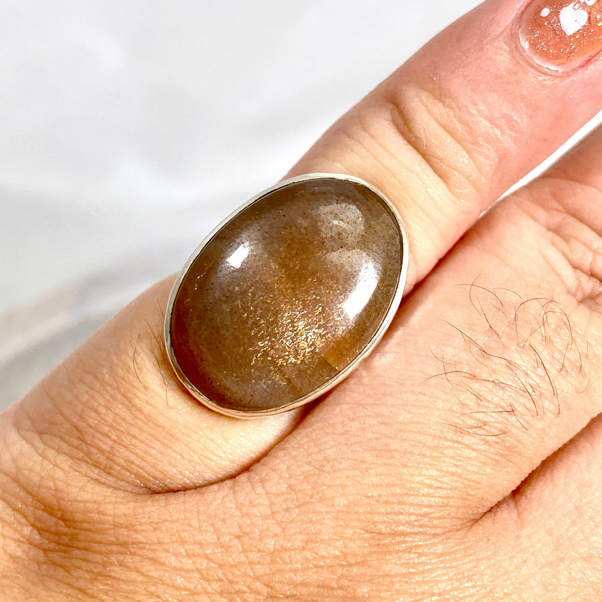 Sunstone oval ring s.6.5 KRGJ2260 - Nature's Magick