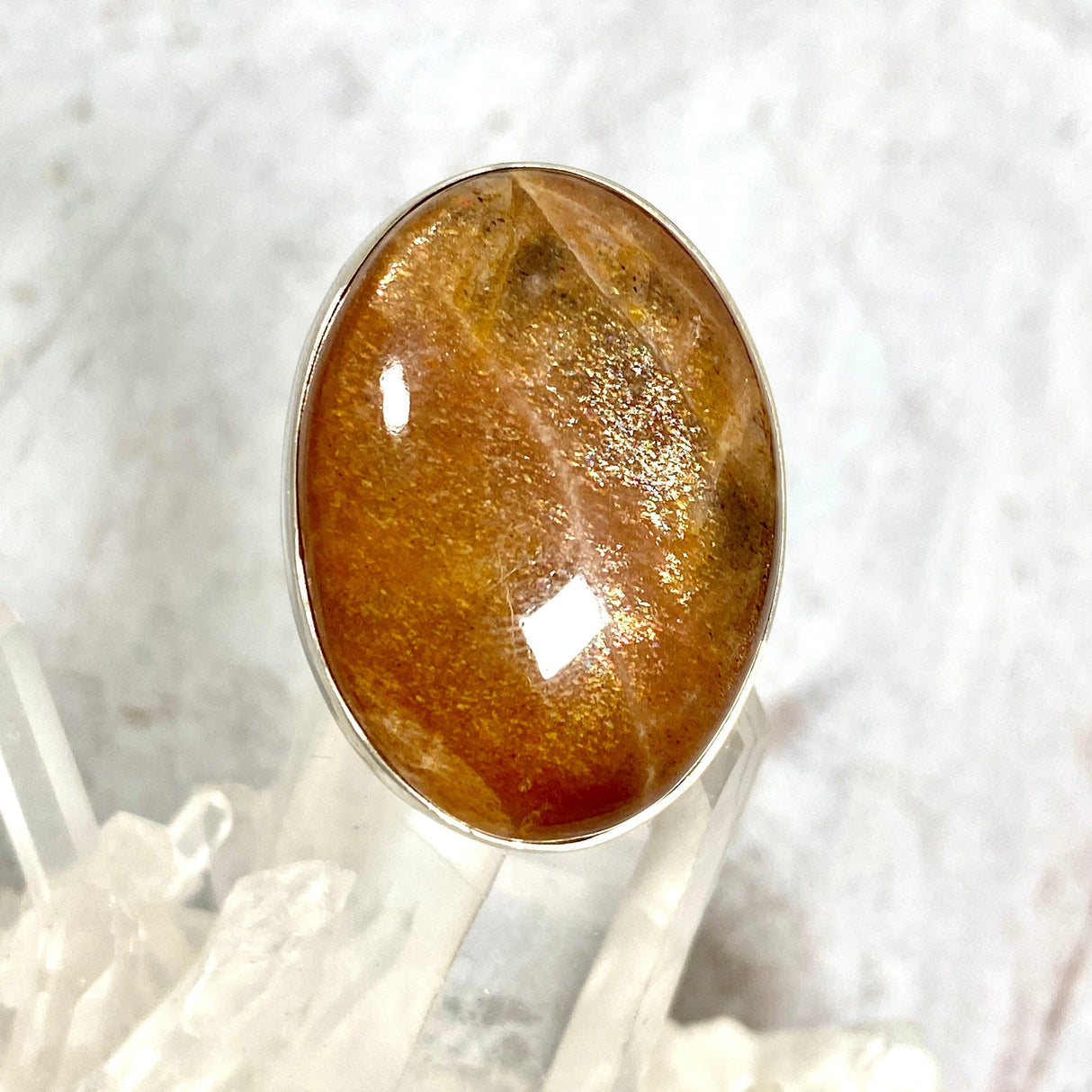 Sunstone oval ring s.8 KPGJ196 - Nature's Magick