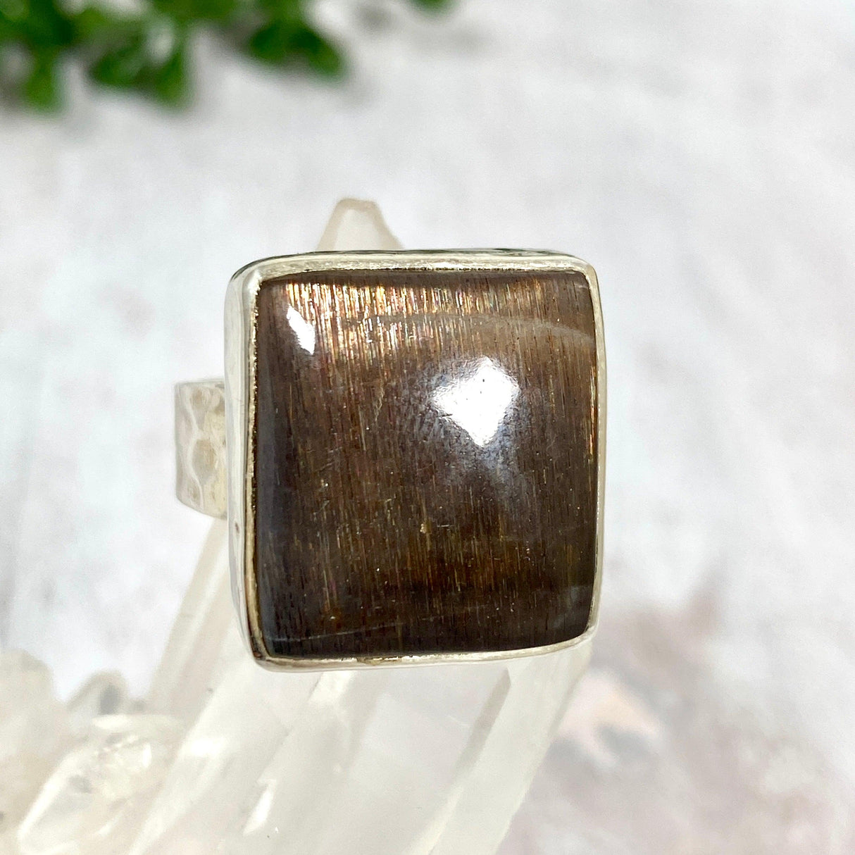 Sunstone rectangular ring s.8.5 KRGJ2257 - Nature's Magick