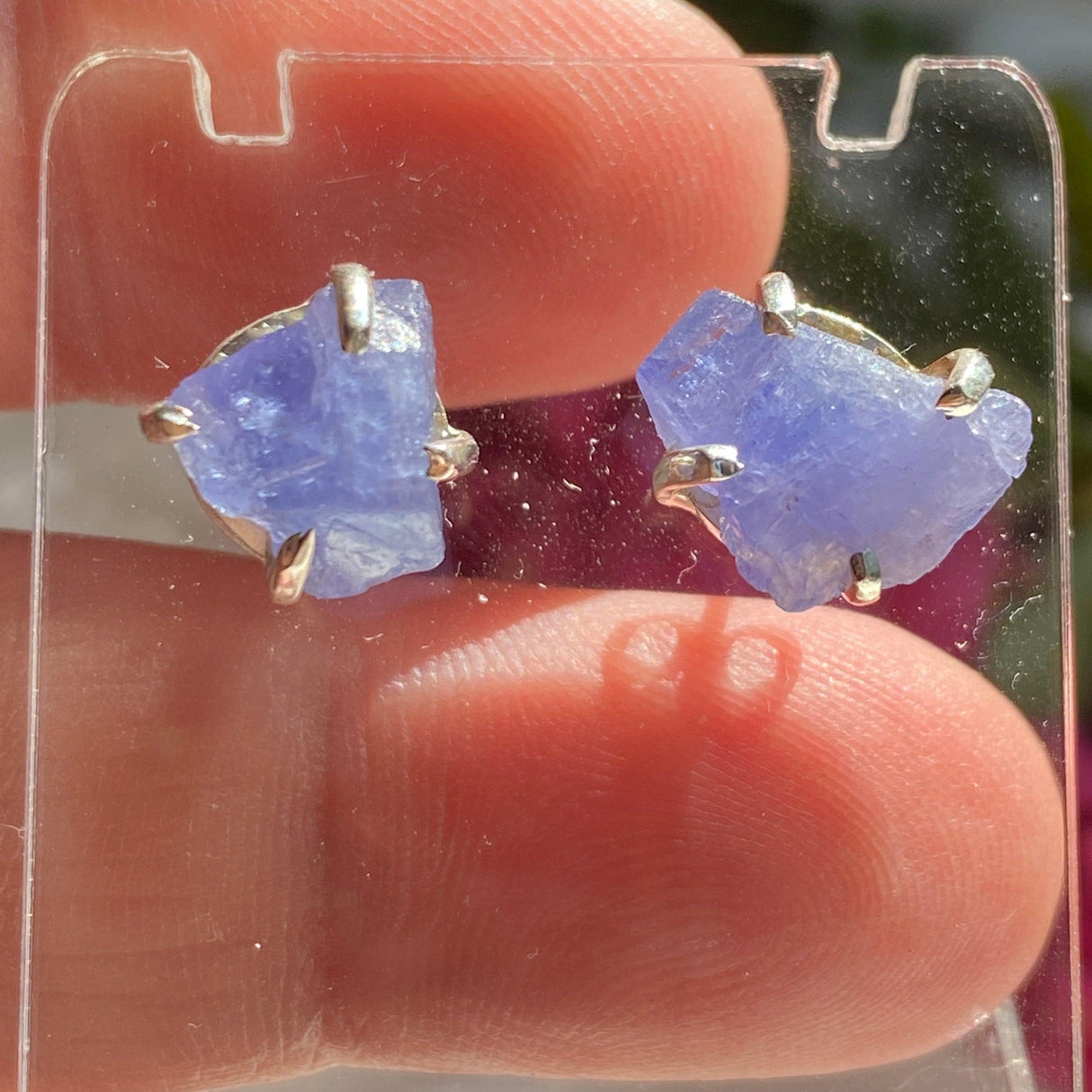 Tanzanite raw stud earrings KEGJ1186 - Nature's Magick