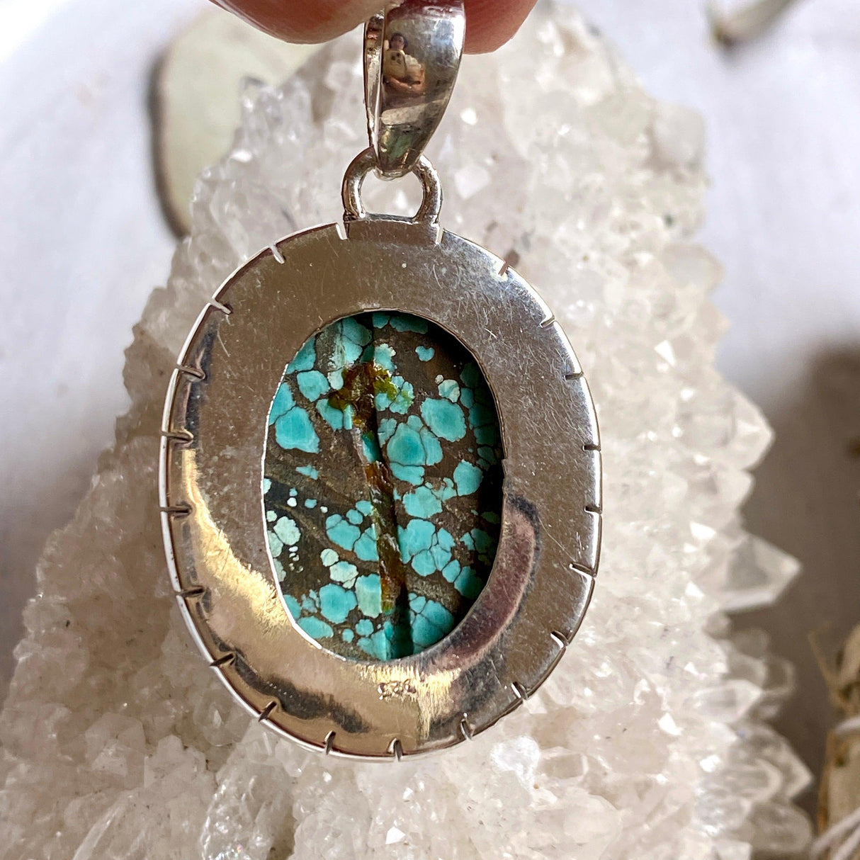 Tibetan Turquoise oval pendant KPGJ3206 - Nature's Magick