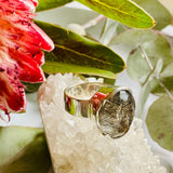 Tourmaline in quartz faceted oval ring s.10 KRGJ1862 - Nature's Magick