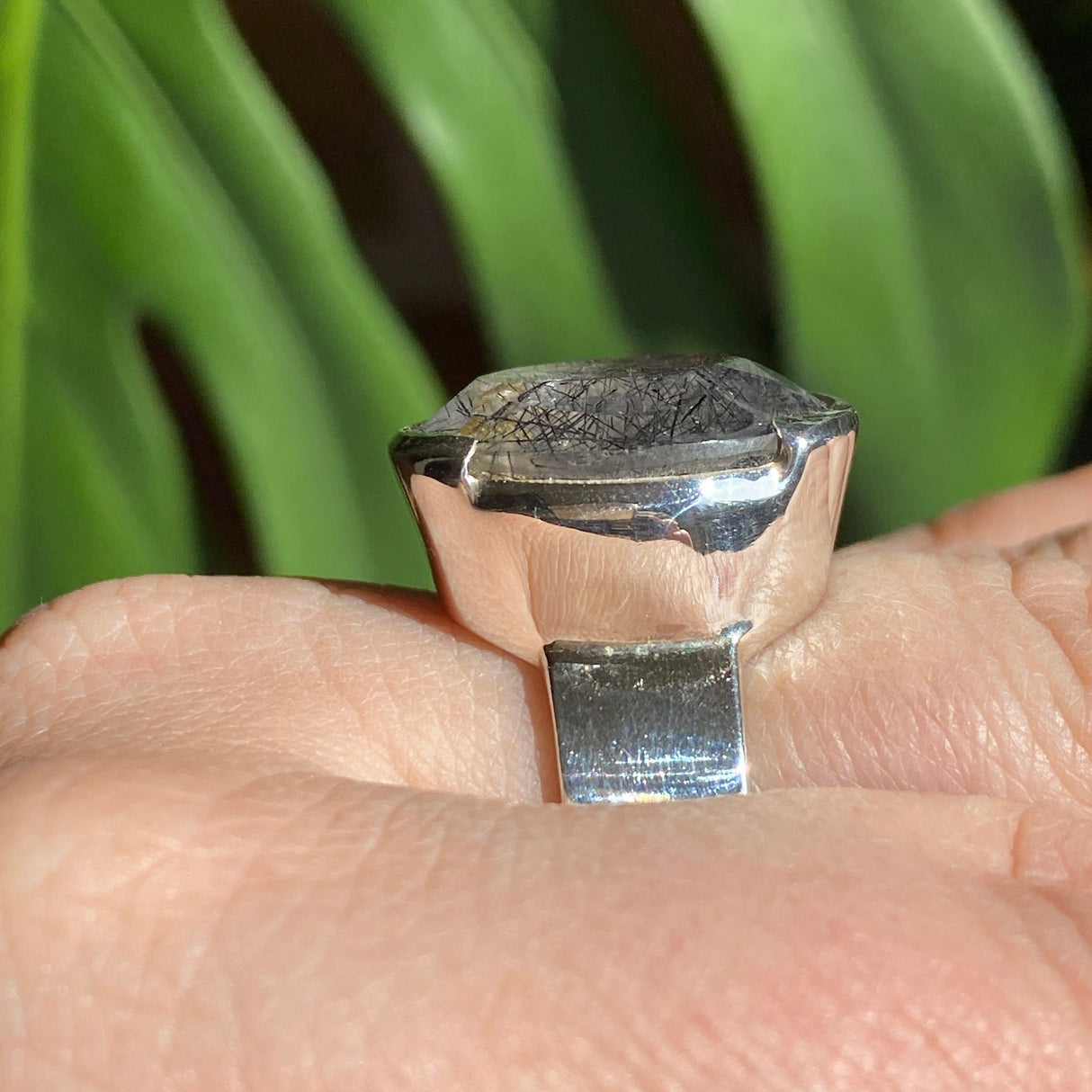 Tourmaline in quartz faceted oval ring s.10 KRGJ1862 - Nature's Magick