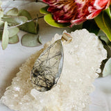 Tourmaline in quartz faceted teardrop pendant KPGJ2446 - Nature's Magick