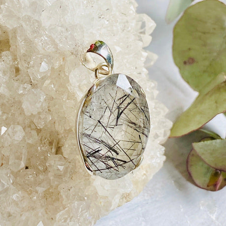 Tourmaline in Quartz oval faceted pendant KPGJ3103 - Nature's Magick