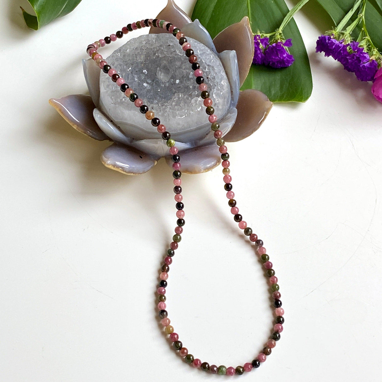 Tourmaline mixed colour 3mm bead necklace - Nature's Magick