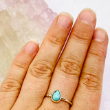 Turquoise Cabochon Teardrop Fine Band Ring R3691-TU - Nature's Magick