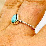 Turquoise Cabochon Teardrop Fine Band Ring R3691-TU - Nature's Magick