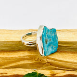 Turquoise polished freeform ring with split band s.8 KRGJ834 - Nature's Magick