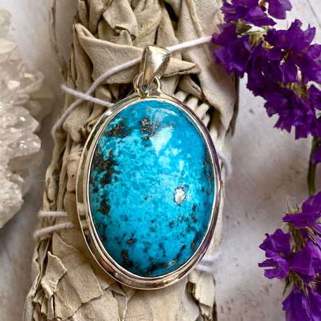 Turquoise with Pyrite oval pendant KPGJ2685 - Nature's Magick
