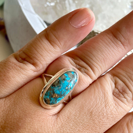 Turquoise with Pyrite oval ring s.10 KRGJ2029 - Nature's Magick