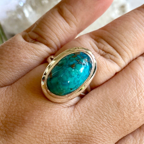 Turquoise with Pyrite oval ring s.11 KRGJ2031 - Nature's Magick