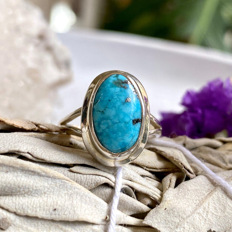 Turquoise with Pyrite oval ring s.7 KRGJ2024 - Nature's Magick