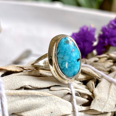 Turquoise with Pyrite oval ring s.7 KRGJ2024 - Nature's Magick