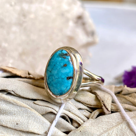 Turquoise with Pyrite oval ring s.7 KRGJ2024 - Nature's Magick