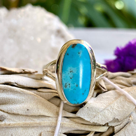 Turquoise with Pyrite oval ring s.9 KRGJ2028 - Nature's Magick