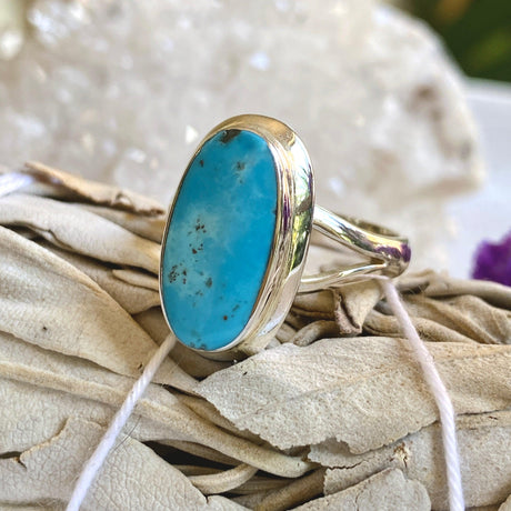 Turquoise with Pyrite oval ring s.9 KRGJ2028 - Nature's Magick