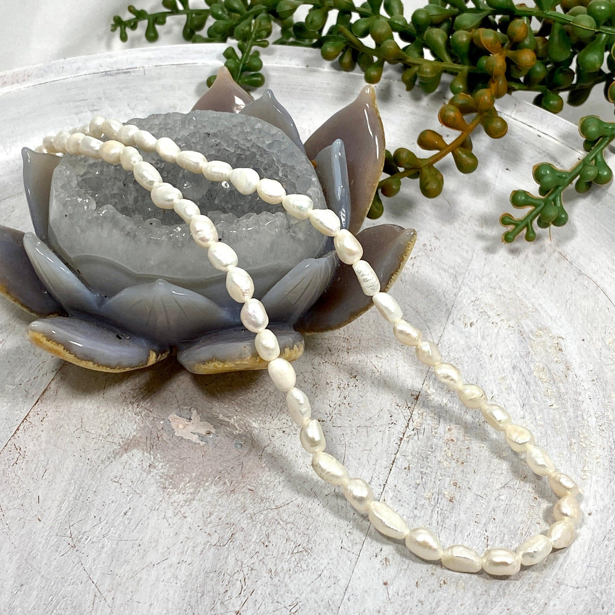 White Cultured Freshwater Pearl Necklace CFPNW - Nature's Magick