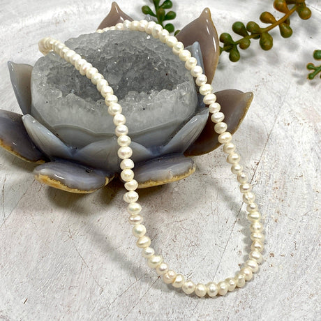 White Cultured Freshwater Pearl Necklace CFPNW - Nature's Magick