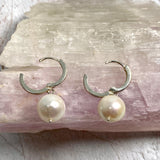 White pearl hoop earring E2498 - Nature's Magick